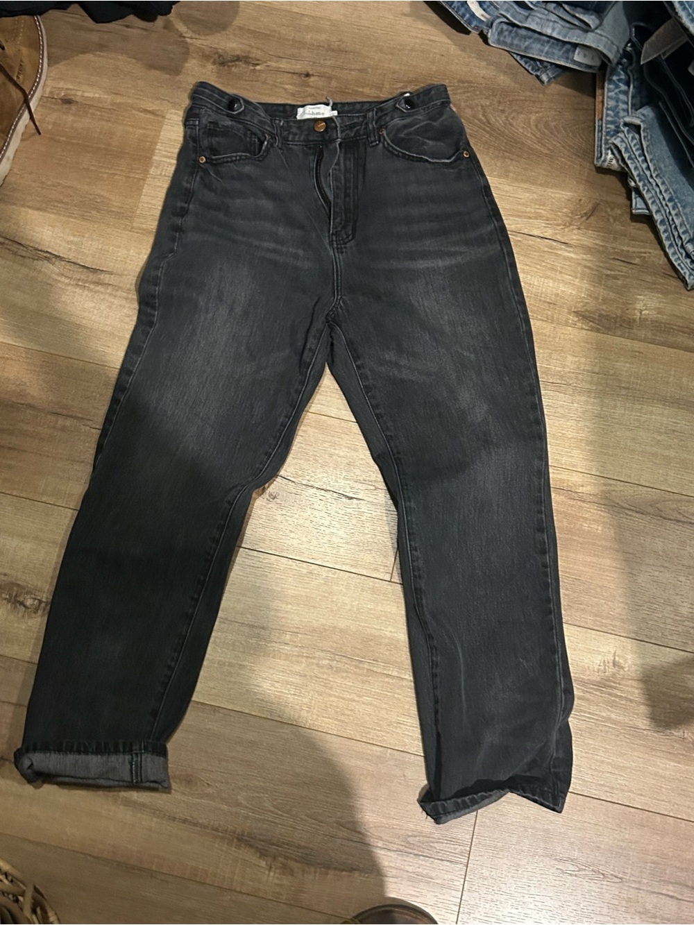 bohme Black Washed Cropped High-Rise Jeans